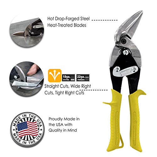 MIDWEST Aviation Snip - Straight Cut Offset Tin Cutting Shears wit...