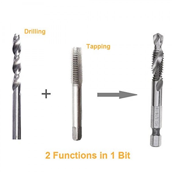 Migiwata HSS 4341 Imperial 2-in-1 Combination Drill and Tap Bit Se...