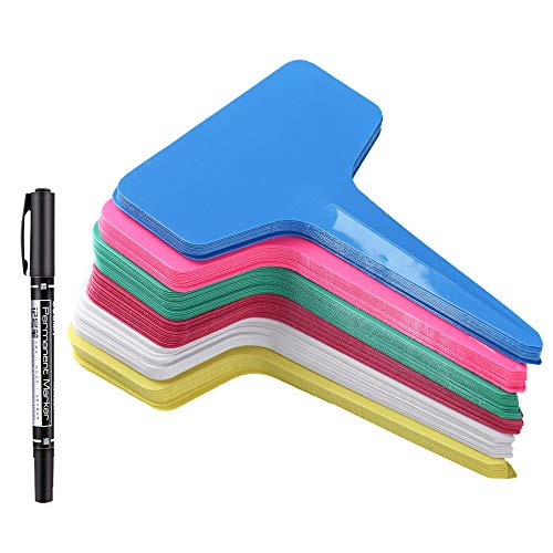 150 Pcs T-Type Plant Labels with a Gel Pen, Waterproof Plastic Pla...