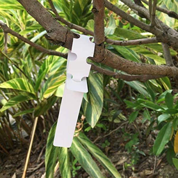 200 Pcs White Plastic Plant Tags with a Marker Pen, Wrap Around Ha...