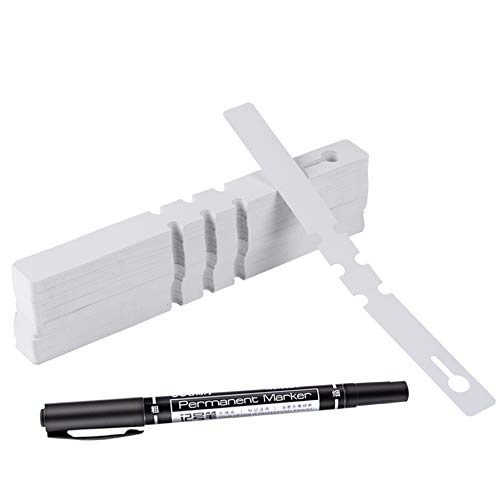 200 Pcs White Plastic Plant Tags with a Marker Pen, Wrap Around Ha...