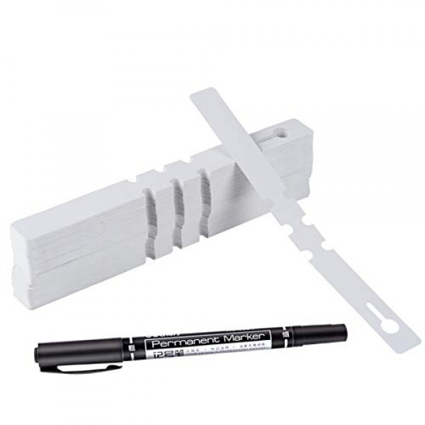 200 Pcs White Plastic Plant Tags with a Marker Pen, Wrap Around Ha...