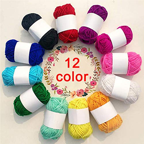 12 Colors Wool Yarns, Childrens DIY Soft Acrylic Yarn Household S...