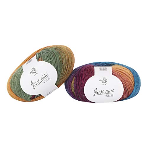 Color Gradient Duan Dyed Rainbow Wool Line Yarn, Each Ball 50g / 1...