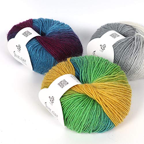 Color Gradient Duan Dyed Rainbow Wool Line Yarn, Each Ball 50g / 1...