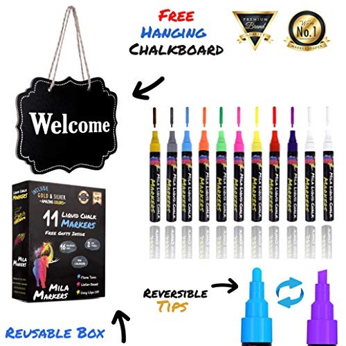Chalk Markers by Mila Markers, Pack of 11 + A Chalkboard + Christm...