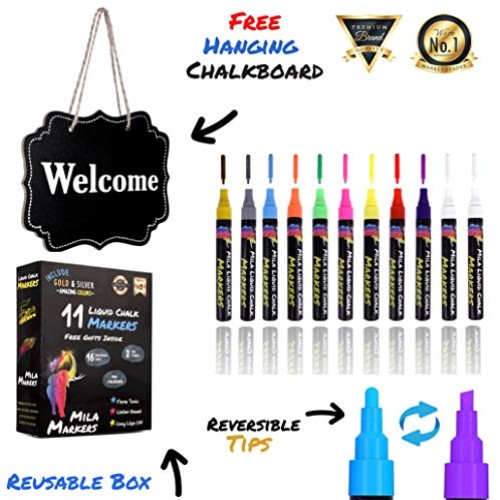 Chalk Markers by Mila Markers, Pack of 11 + A Chalkboard + Christm...
