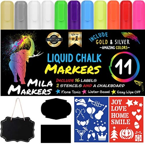 Chalk Markers by Mila Markers, Pack of 11 + A Chalkboard + Christm...