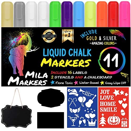 Chalk Markers by Mila Markers, Pack of 11 + A Chalkboard + Christm...
