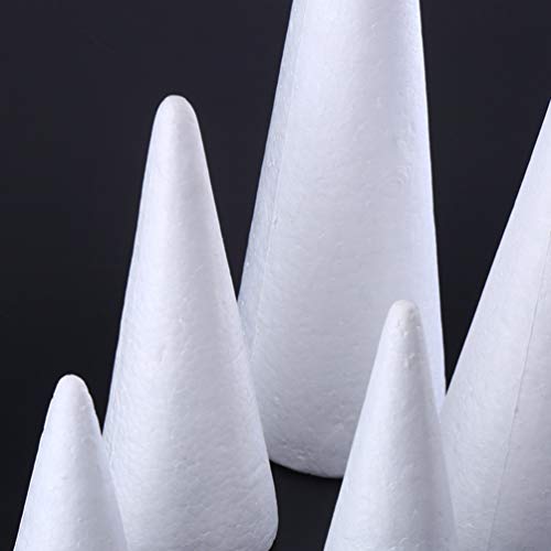 MILISTEN 5Pcs Craft Foam Cone White Styrofoam Cones for DIY Home A...