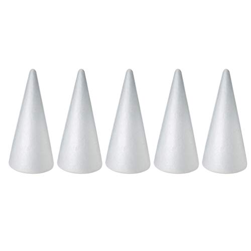 MILISTEN 5Pcs Craft Foam Cone White Styrofoam Cones for DIY Home A...