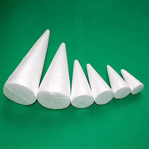 MILISTEN 5Pcs Craft Foam Cone White Styrofoam Cones for DIY Home A...