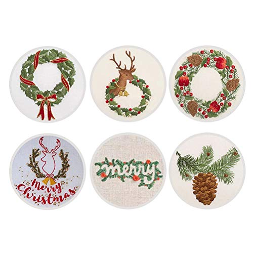 Milisten Christmas Embroidery Cross Stitch Kit, Cotton Linen Assor...