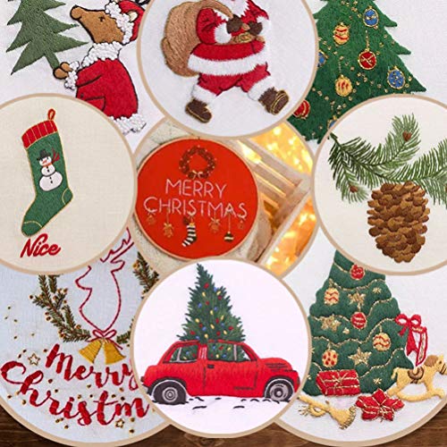 Milisten Christmas Embroidery Cross Stitch Kit, Cotton Linen Assor...
