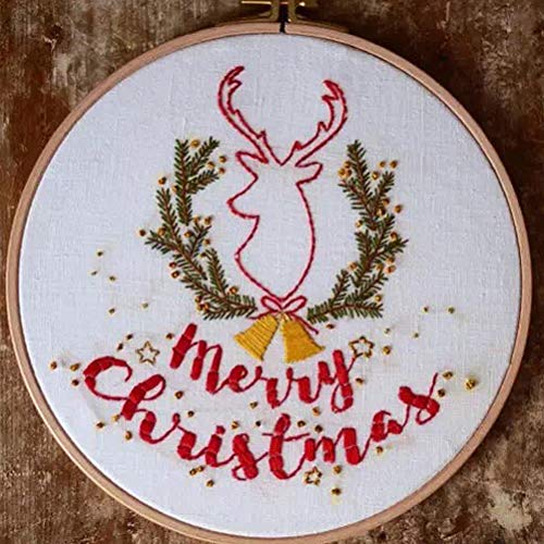 Milisten Christmas Embroidery Cross Stitch Kit, Cotton Linen Assor...