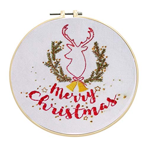 Milisten Christmas Embroidery Cross Stitch Kit, Cotton Linen Assor...