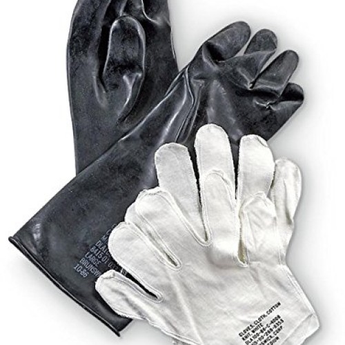 Military Outdoor Clothing New Black Rubber Chemical Gloves, Medium