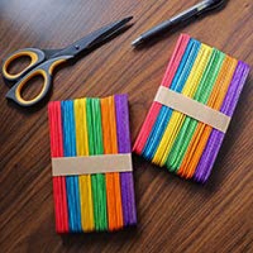 Colored Jumbo Craft Sticks, Wood Craft Sticks 6 Inch Pack of 100