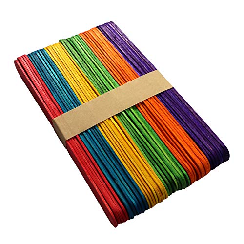Colored Jumbo Craft Sticks, Wood Craft Sticks 6 Inch Pack of 100