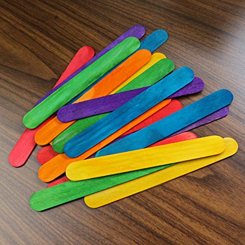 Colored Jumbo Craft Sticks, Wood Craft Sticks 6 Inch Pack of 100