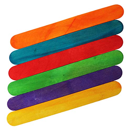 Colored Jumbo Craft Sticks, Wood Craft Sticks 6 Inch Pack of 100