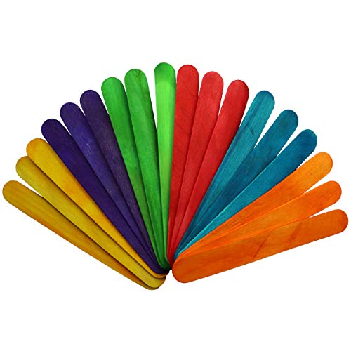 Colored Jumbo Craft Sticks, Wood Craft Sticks 6 Inch Pack of 100
