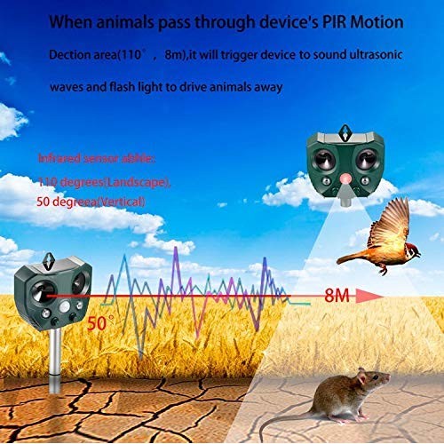 Solar Ultrasonic Animal Repellent Outdoor- Garden Deer Away Repell...
