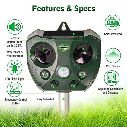 Solar Ultrasonic Animal Repellent Outdoor- Garden Deer Away Repell...