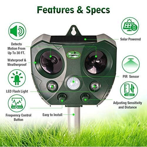 Solar Ultrasonic Animal Repellent Outdoor- Garden Deer Away Repell...
