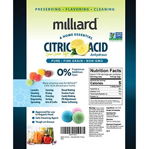Milliard Citric Acid 10 Pound - 100% Pure Food Grade NON-GMO Proje...