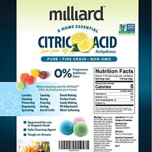 Milliard Citric Acid 10 Pound - 100% Pure Food Grade NON-GMO Proje...