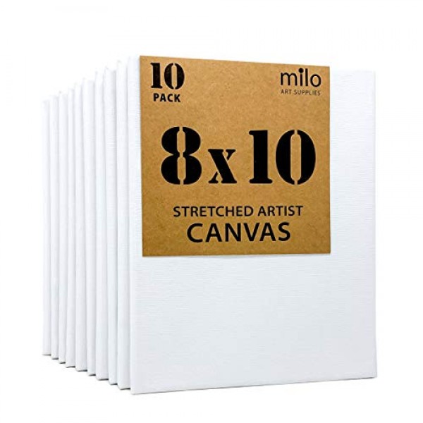 CONDA 5x7 inch Stretched Canvas for Painting, 6 Pack of Canvas, Primed,  100% Cotton 5/8 Inch Profile Value Bulk Pack for Acrylics, Oils Painting