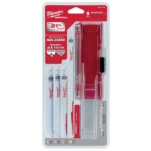 Milwaukee 49-22-1145 9 Piece Thin Kerf Sawzall Blade Kit for Wood ...