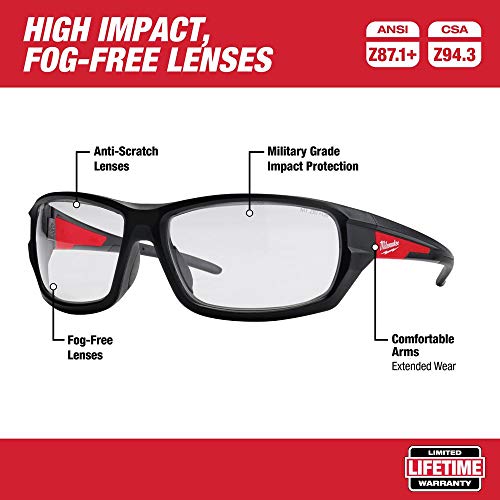 Milwaukee 48-73-2020 Performance Safety Glasses with Clear Lenses,...