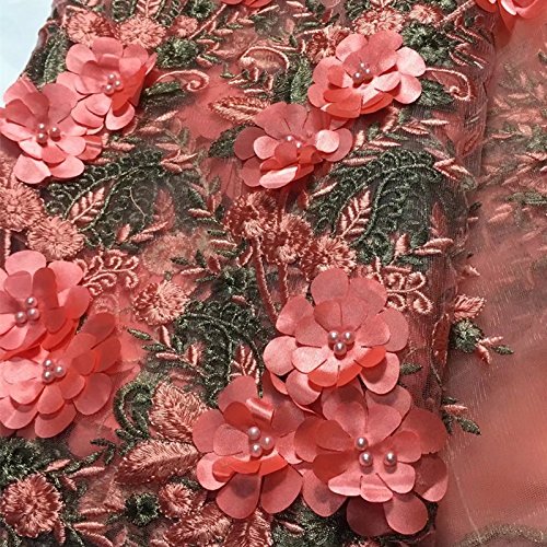 Milylace 5 Yards 3D Floral African Lace Fabric Nigerian Embroidere...