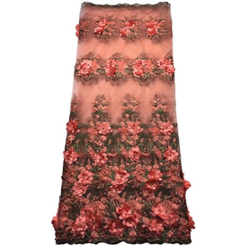 Milylace 5 Yards 3D Floral African Lace Fabric Nigerian Embroidere...