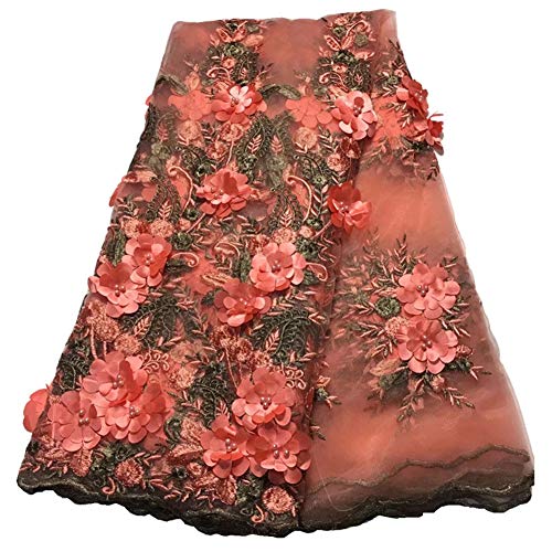 Milylace 5 Yards 3D Floral African Lace Fabric Nigerian Embroidere...