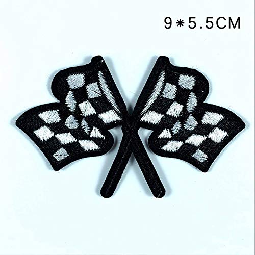 F1 Cycle Racing Winners Flag Iron On Patches Embroidered Sew On Pa...