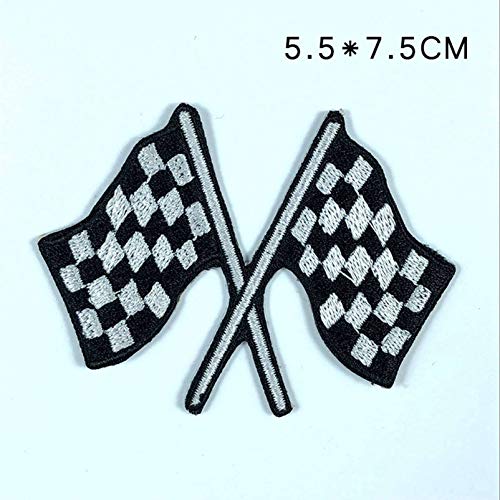 F1 Cycle Racing Winners Flag Iron On Patches Embroidered Sew On Pa...