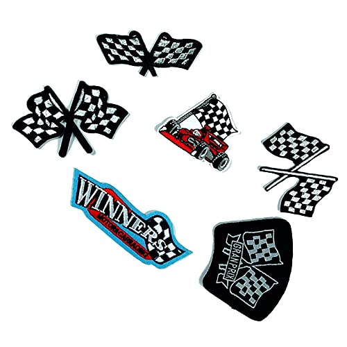 F1 Cycle Racing Winners Flag Iron On Patches Embroidered Sew On Pa...