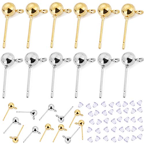 Minelife 300 Pieces Round Ball Earrings Posts, Earrings Posts with...