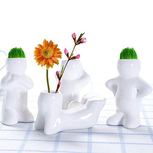 Minelife 4 Pack Ceramic People Planters for Air Plants, Air Plant ...