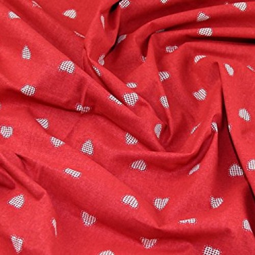 Minerva Crafts Contemporary Hearts Print Cotton Calico Fabric Natu...