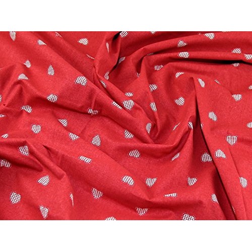 Minerva Crafts Contemporary Hearts Print Cotton Calico Fabric Natu...