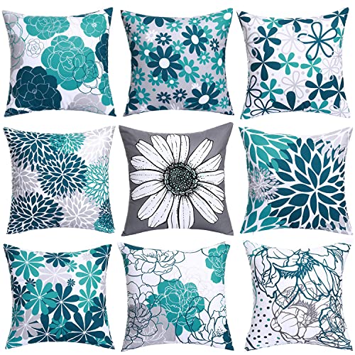 MINHIN Throw Pillow Covers 18x18In Set of 9,Two Sided Print Sunflo...