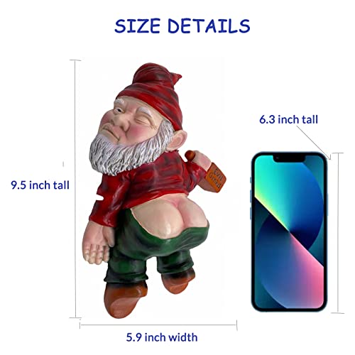 MINICAR Large 9.5 Tall Funny Drunk Garden Gnome Outdoor Statue, ...
