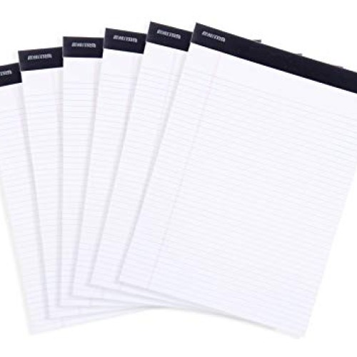 Mintra Office Legal Pads - BASIC WHITE 6pk, 8.5in x 11in, NARROW...