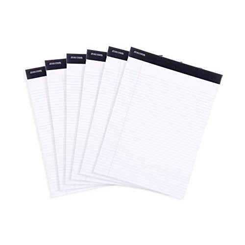 Mintra Office Legal Pads - BASIC WHITE 6pk, 8.5in x 11in, NARROW...