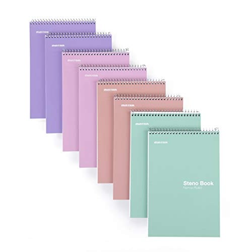 Mintra Office Steno Books - Pastel 8 Pack, Narrow Ruled Paper, 6 ...
