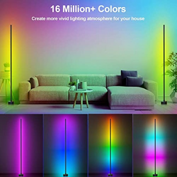 Miortior Corner Floor Lamp - Smart RGB LED Corner Lamp with App an...
